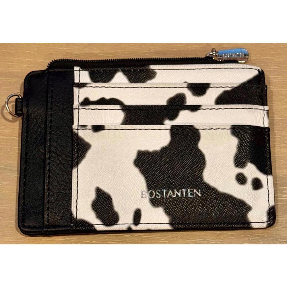 Minimalist Black and White Cowhide Leather Wallet RFID by BOSTANTEN Boho
